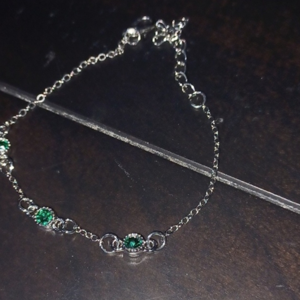Elegant Silver and Green Bracelet